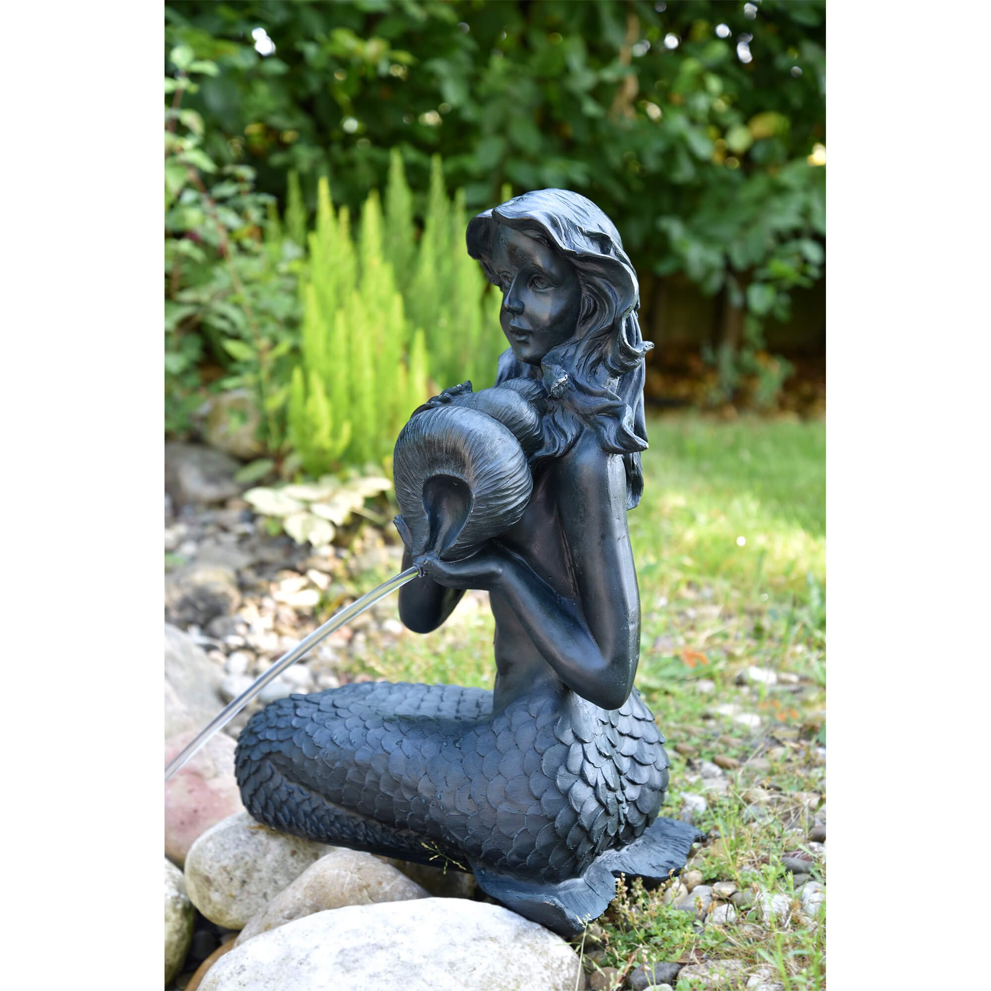 Teichfigur "Meerjungfrau mit Amphore", 39x26x54cm